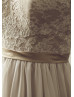 V Neck Eyelash Lace Chiffon Bohemian Wedding Dress